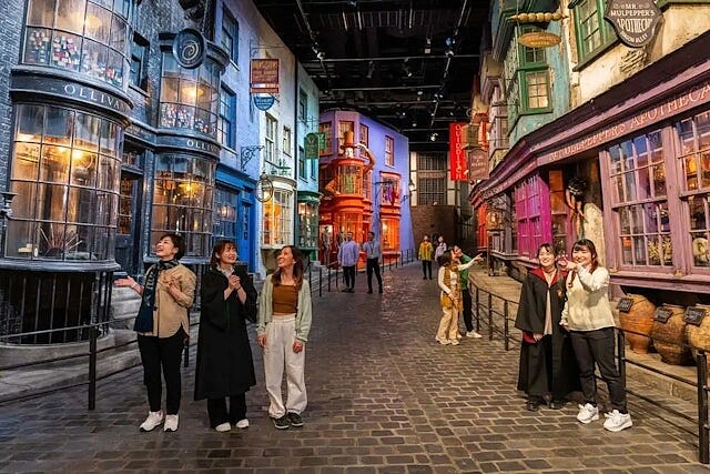 哈利波特製片廠之旅(上海)項目中的「Diagon Alley」場景效果圖。圖/錦江國際集團
