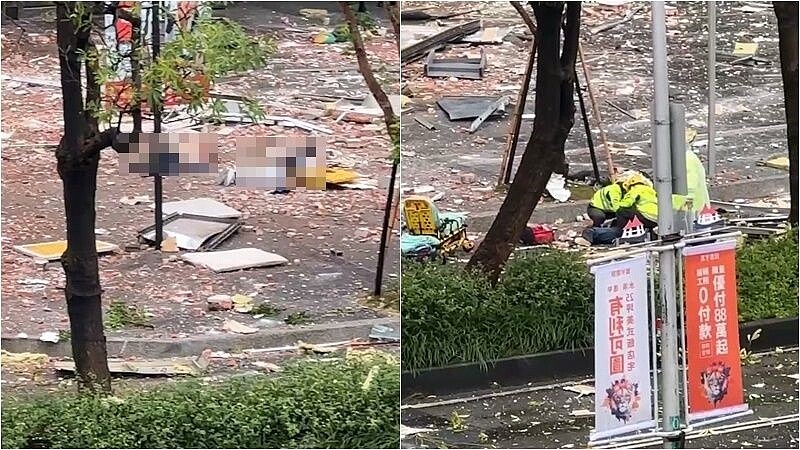 台中新光三越發生氣爆，路上有3人倒地。圖／記者爆料網