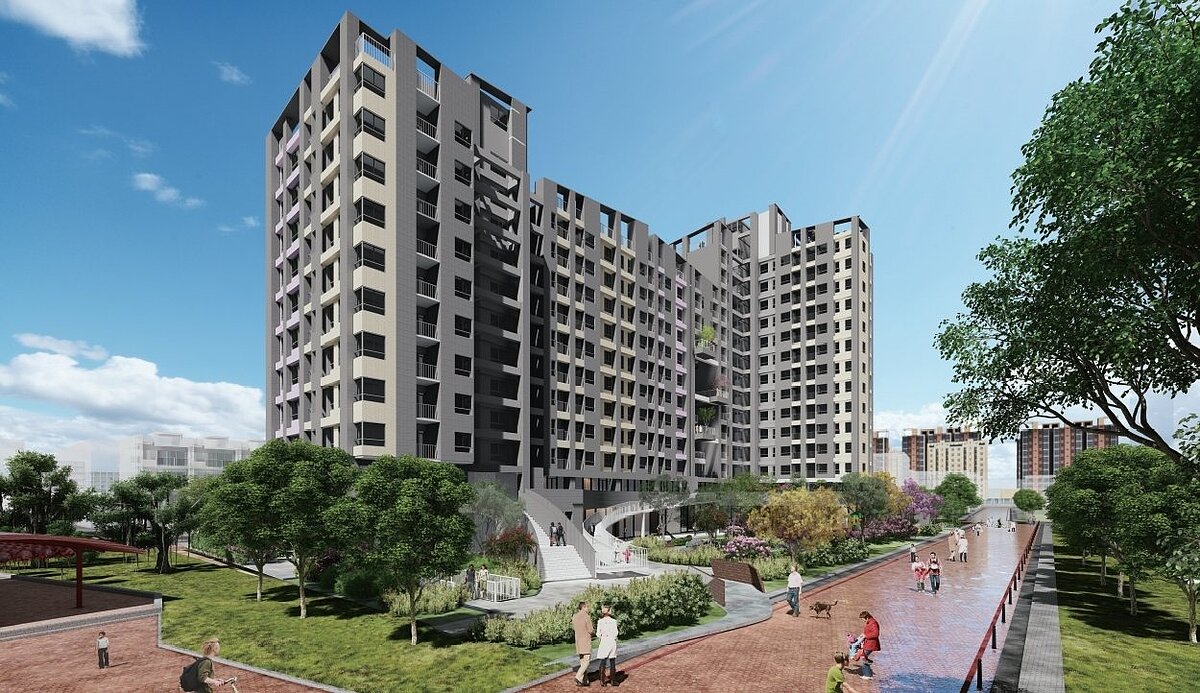 台中市府研擬放寬社會住宅申請條件,將在預計今年底開放抽籤的烏日高鐵好宅(圖)與育賢三期好宅試辦。模擬圖/台中市府提供