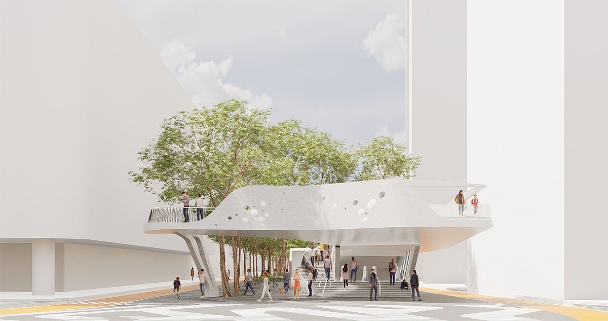 中山站1號出口願景圖。圖／北捷提供