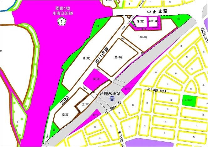 永康車站北側轉型產業專用區。圖/台南市都發局提供