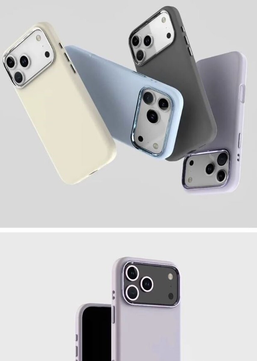 爆料人士Majin Bu在最新貼文展示iPhone 17 Pro的相機鏡頭橫條設計,照片可能來自手機保護殼廠商的行銷內容。(圖/取自網路)