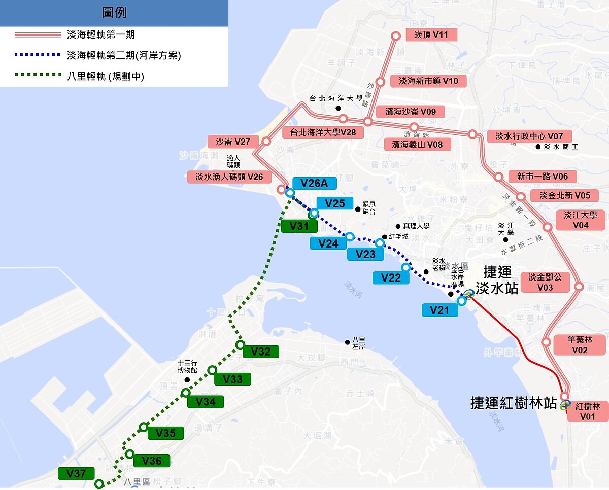 淡海輕軌第二期路網圖。圖／新北捷運局提供
