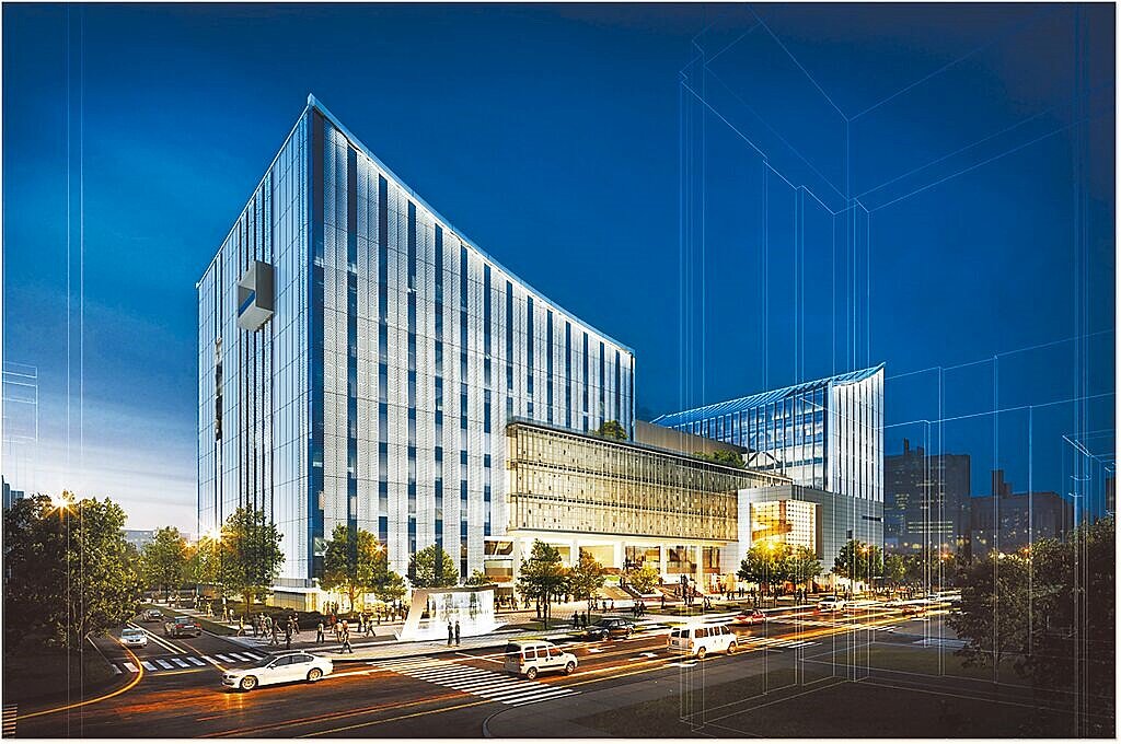 台北市立圖書總館空間已達飽和,經過評估後,市府選定美國在台協會台北辦事處舊址興建台北市音樂與圖書中心。圖為音圖中心完工示意圖。(台北市文化局提供/張珈瑄台北傳真)