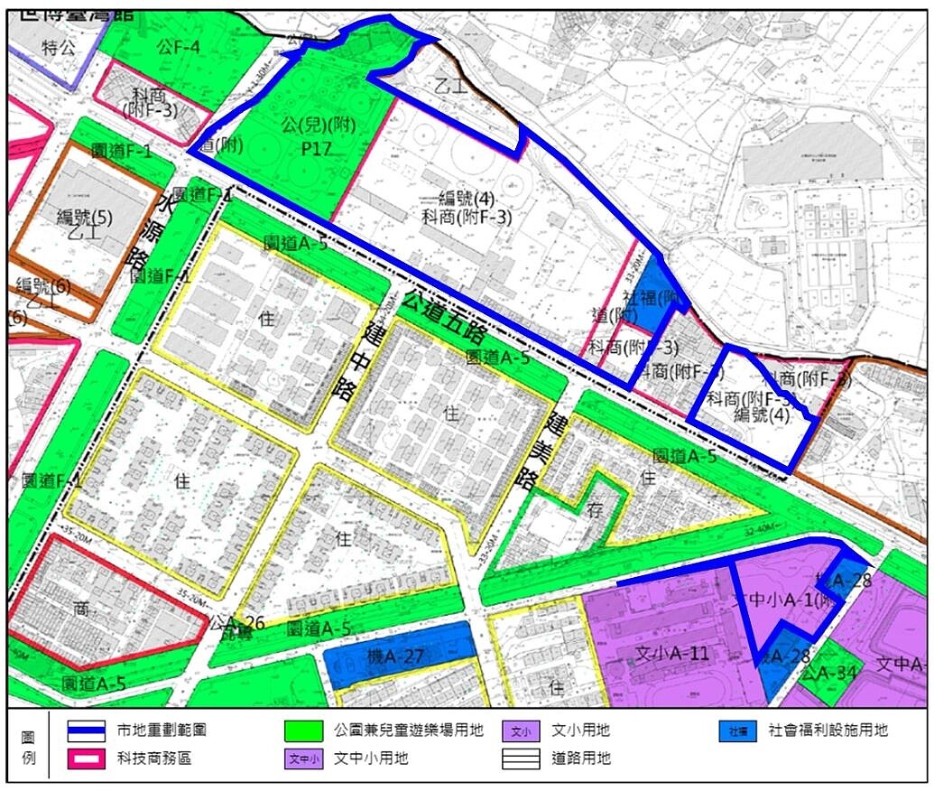 中油油庫市地重劃範圍都市計畫圖。圖/地政處提供
