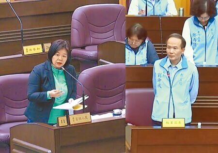 桃園市議員呂林小鳳(左)為八德學子發聲,要求教育局應及早因應規畫增班及擴建校舍。(蔡依珍攝)