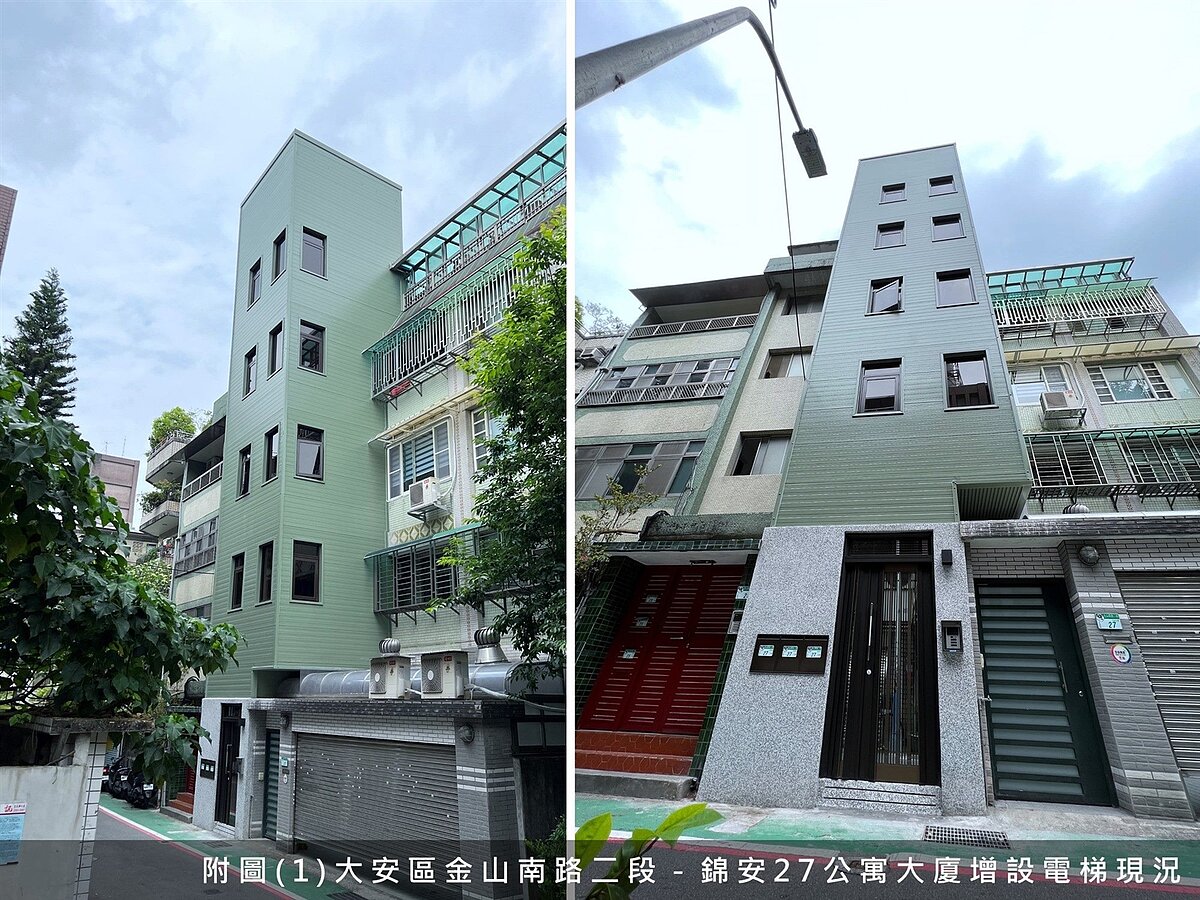 錦安27公寓增設電梯現況。圖／台北市都更處提供