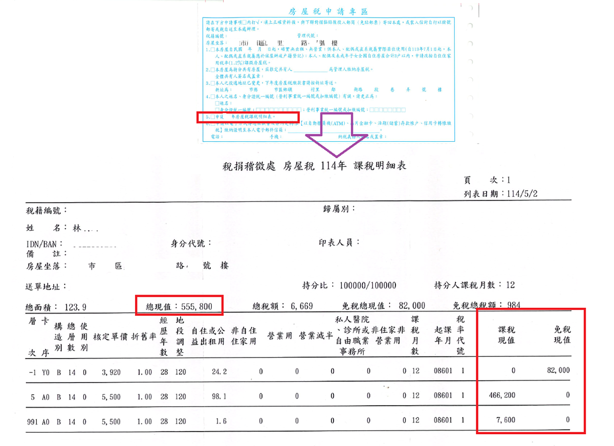 「一屋多價」快申請課稅明細!房屋稅vs.遺產稅 計算標準竟不同 不動產估價師建議民眾可以申請房屋稅課稅明細表。圖/讀者提供