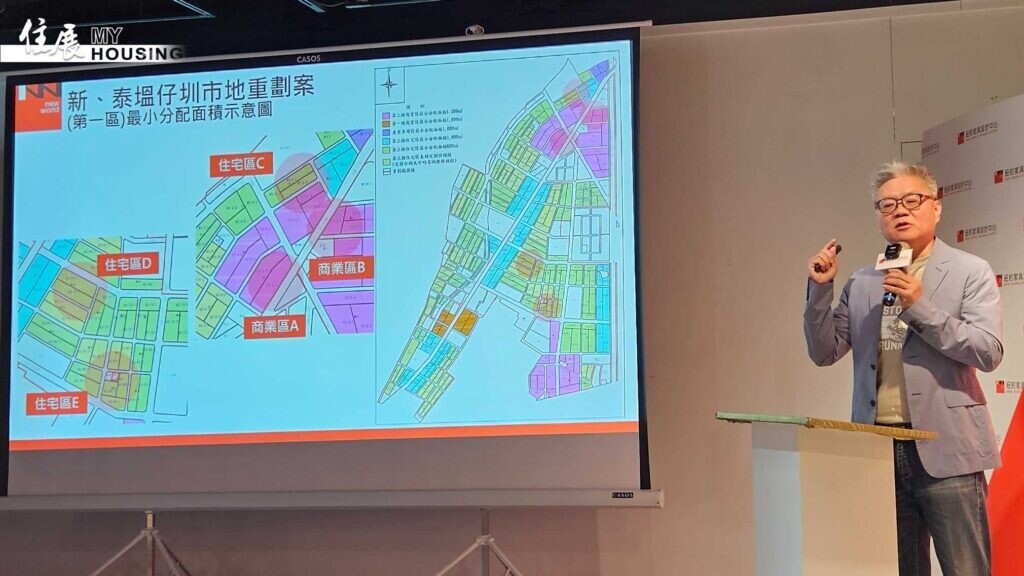 徐培原表示目前已陸續買下塭仔圳不少塊土地，為畫面中圓形色區塊。圖／朱福山