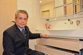 未來型態可節省房屋空間的洗手台,可大大增加衛浴儲物空間。(好房News記者 陳韋帆/攝影)