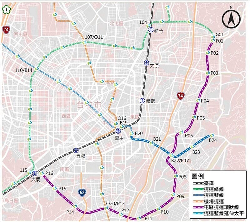 藍線延伸太平將新增4個地下車站,預計耗資403億元,市府完成可行性研究補件,再提送交通部審議。圖/台中市政府提供