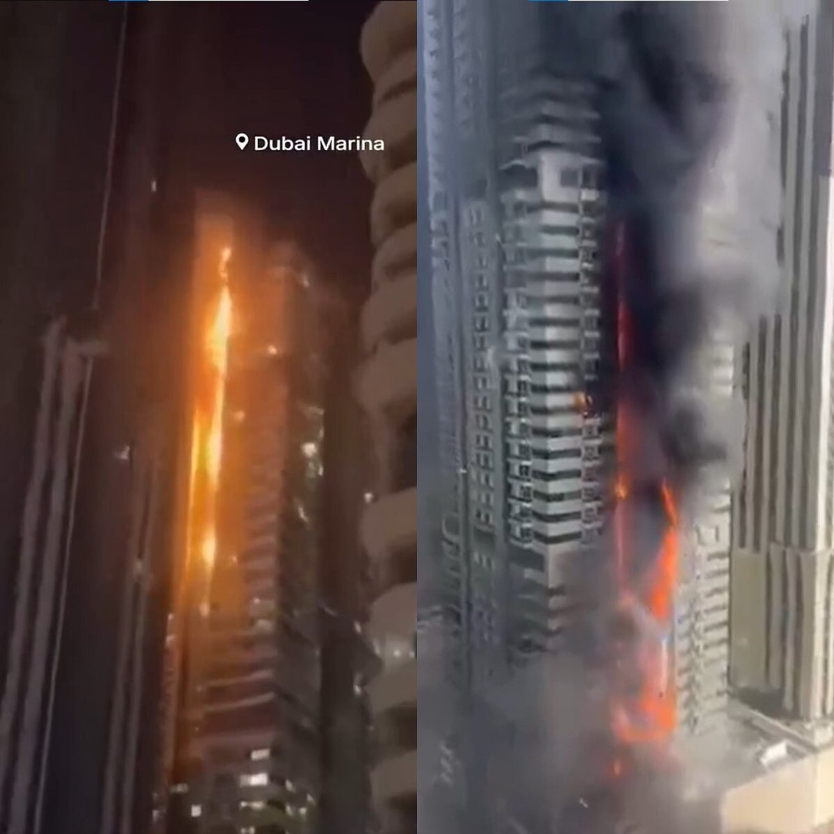 杜拜老虎塔13日深夜發生大火,火舌從低樓層猛烈向上竄升,更延燒至隔日清晨。所幸經當局灌救6小時終於撲滅火勢,全棟超過3800名住戶安全撤離,無人傷亡。圖/截自@nabilajamal_與@kamineyhub在X的影音