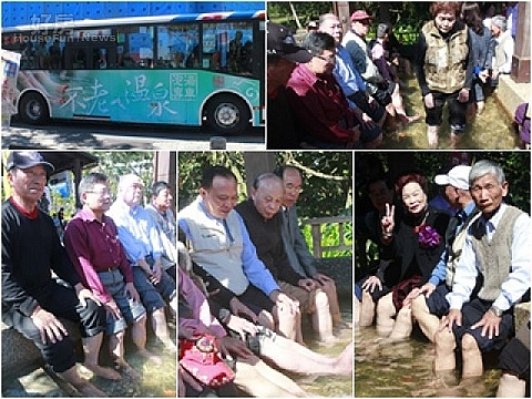 不老專車首發,宜蘭老人享受泡湯趣。