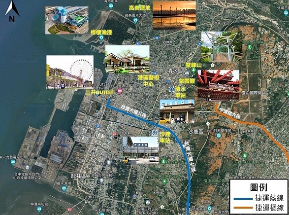 台中捷運全速推進 藍線延伸補件完成、橘線延伸決標啟動 機場捷運(橘線)延伸海線地區示意圖/捷運工程局提供