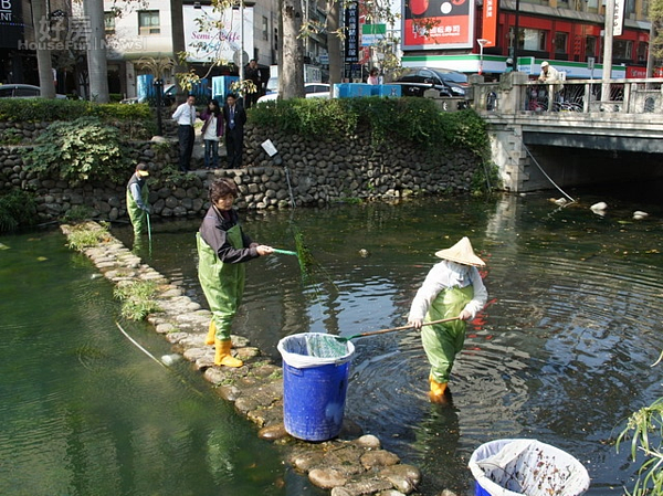 現勘東門護城河水質問題,許明財指示恢復原有風貌。