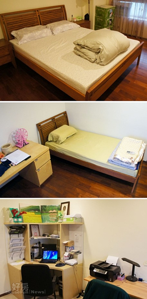 7.四房一廳雙衛的大坪數,優點為可用空間多,甚至還能多出一間空房備用,最下圖為基哥在家裡的工作室。