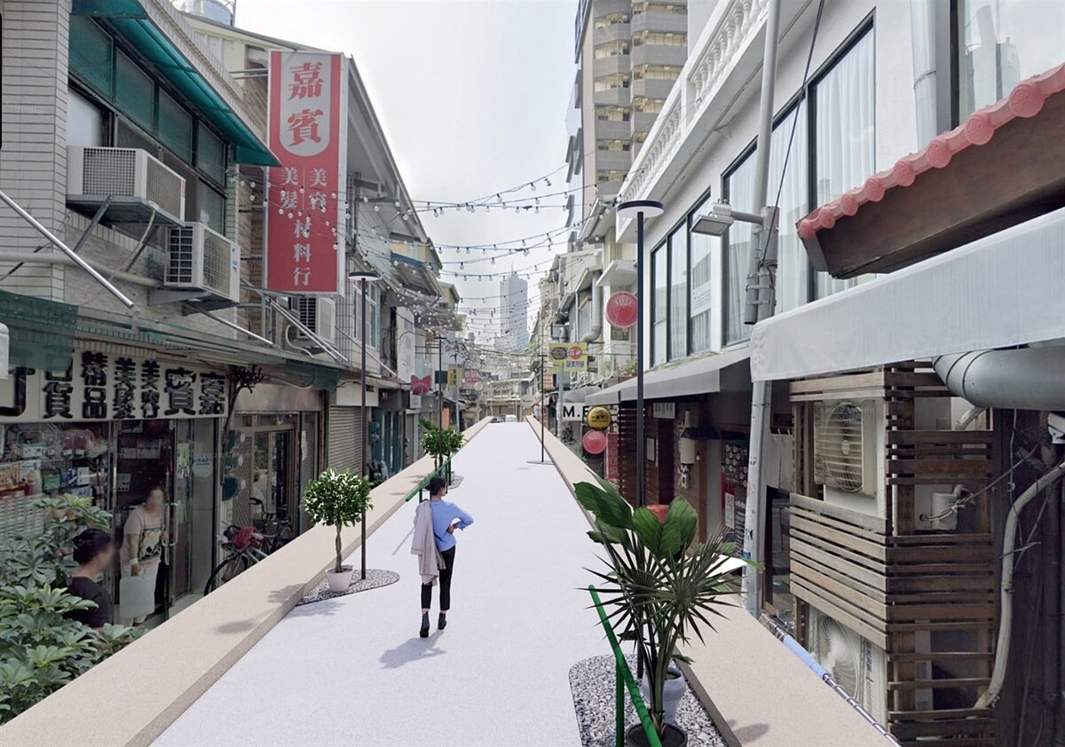 中央公園商圈啟動硬體改造工程,改造整體玉竹街市容,打造行人友善的徒步體驗。圖/高雄市政府經濟發展局提供