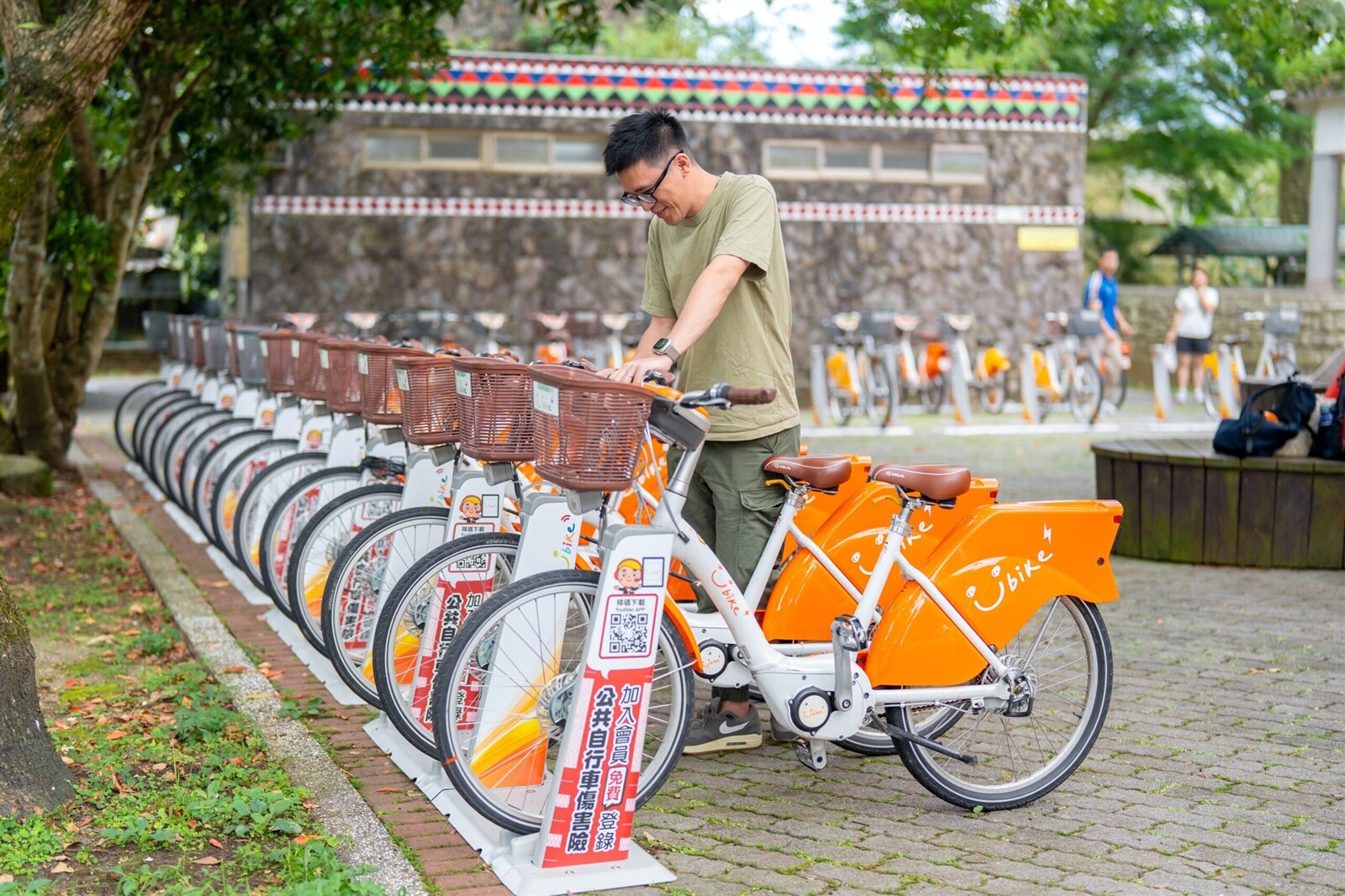 復興區啟用3處租借站點,包括介壽國中停車場、仁愛停車場及角板山公園,共設置126柱車柱。圖:市府提供