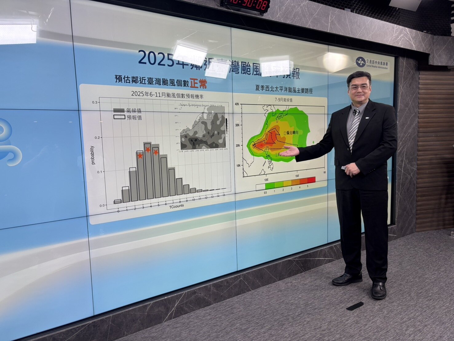 颱風季來臨,今年至今只生成兩個颱風,中央氣象署預報中心主任陳怡良表示,今年至今僅有兩個颱風生成,略少於1至6月平均的4.3個,但並不屬異常情況。記者董俞佳/攝影