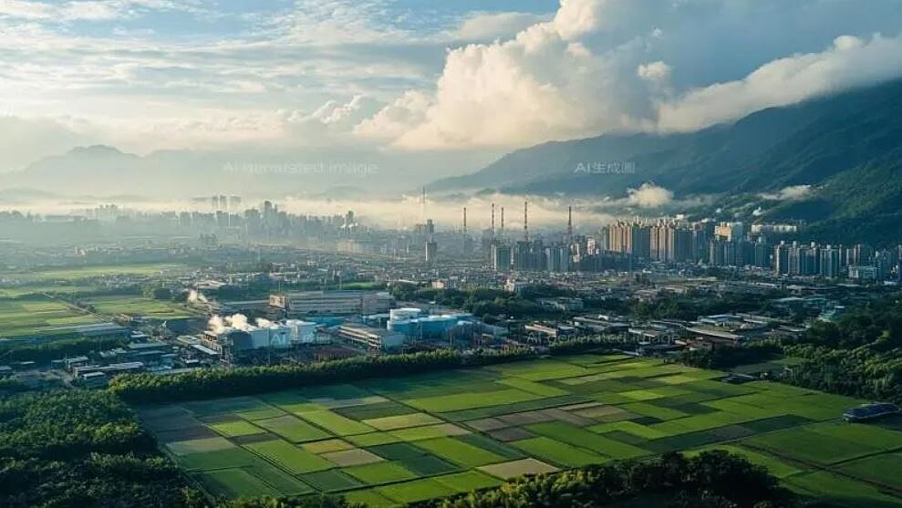 根據戴德梁行統計，2025年上半年土地交易總額約870億元，為近兩年單季交易量之低點。交易量下滑，主因是央行限貸措施仍未鬆綁，導致高總價土地因自有資金門檻過高而乏人問津。土地示意圖。圖／AI生成
