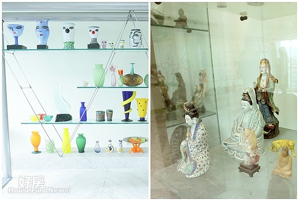 4.有如藝術品的花器,特別打造展示架擺放。
5.虔心向佛的謝雷也愛收藏佛像。