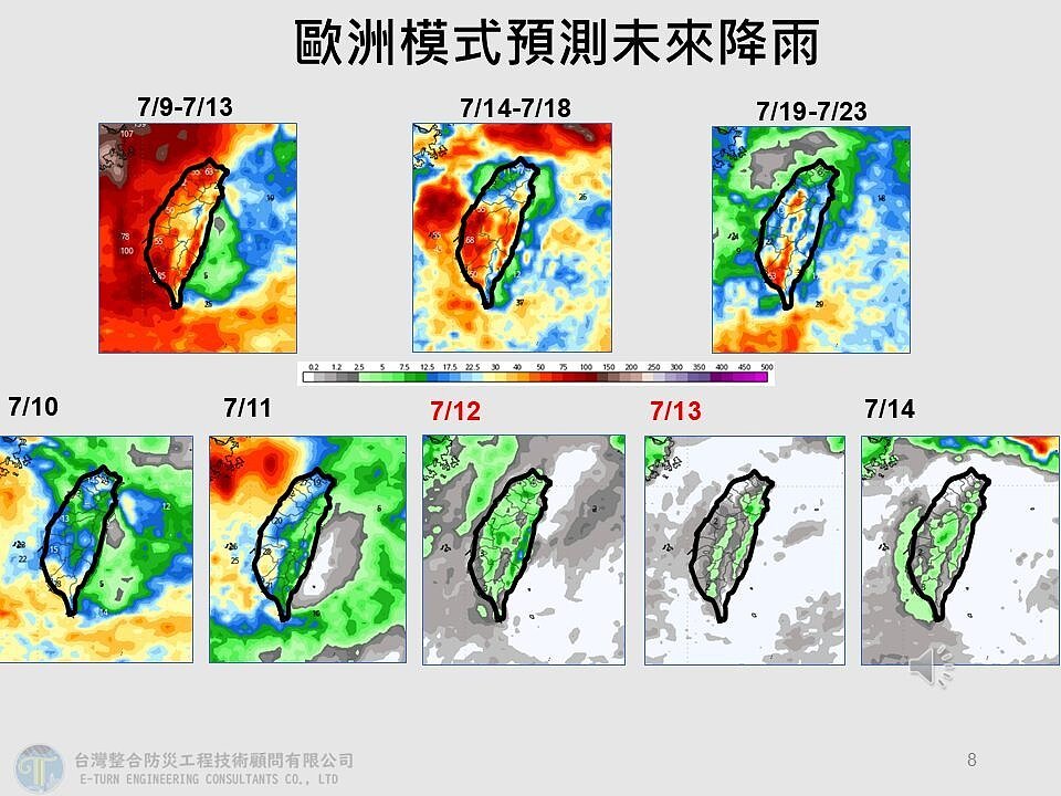 歐洲模式預測未來降雨。圖/取自賈新興臉書