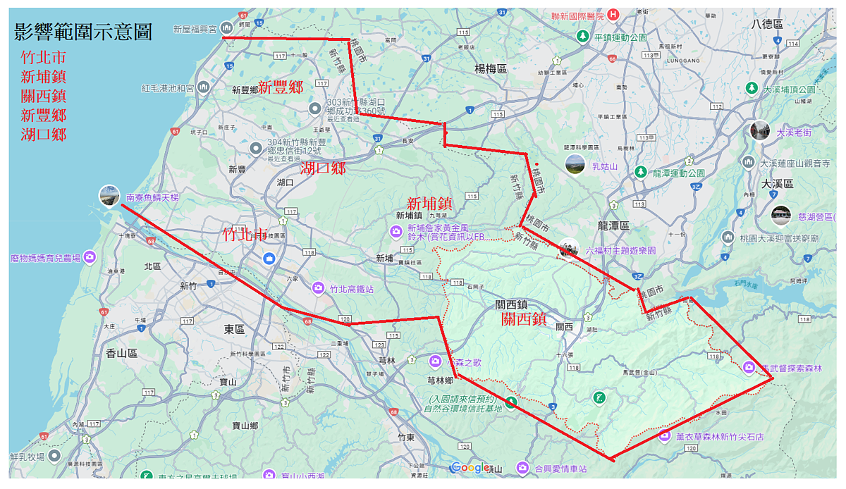 加重嗅劑巡查影響範圍示意圖/新竹瓦斯股份有限公司提供