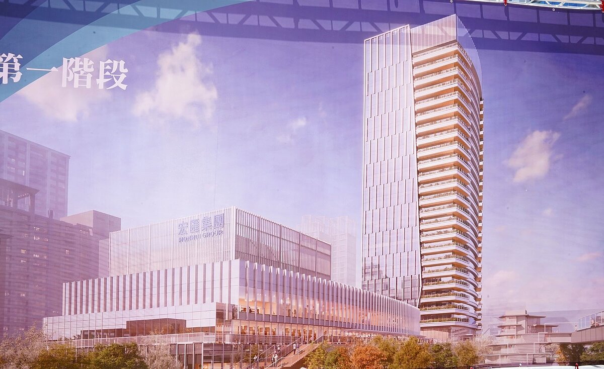 宏匯新竹高鐵特區雙塔完工模擬圖。圖／新竹縣政府提供