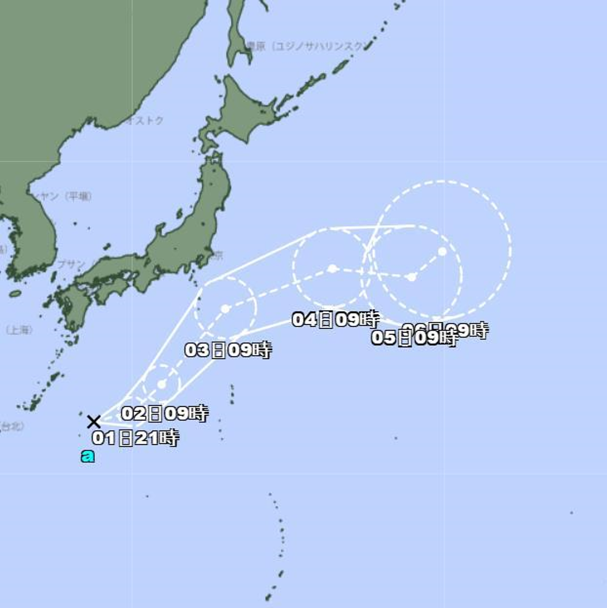 熱帶性低氣壓1日上午8時形成，有機會24小時內生成白鹿颱風。圖／取自日本氣象廳網站
