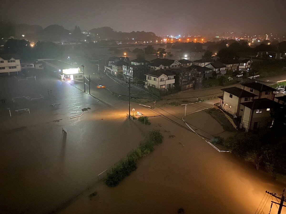 日本九州熊本市河川氾濫。圖/翻攝自X