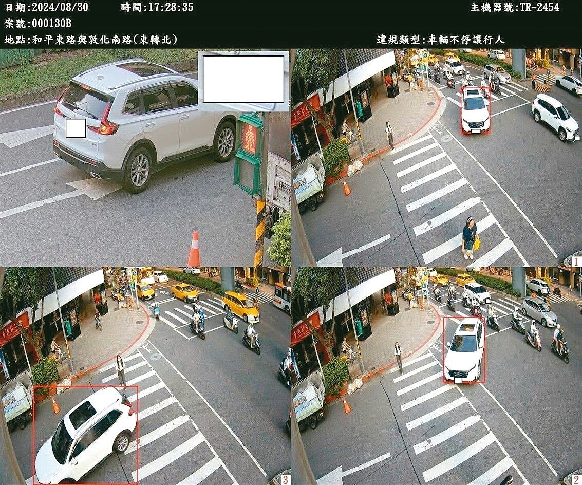 台北市執行科技執法,查到許多駕駛未依規定轉彎。圖/台北市警局提供