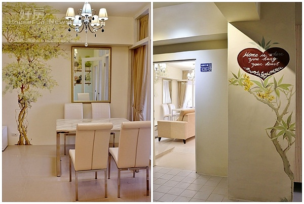 3.一顆手繪彩樹,讓飯桌的氣氛變得更輕鬆自然。
5.彩繪讓門口前的樑柱變得柔和許多。