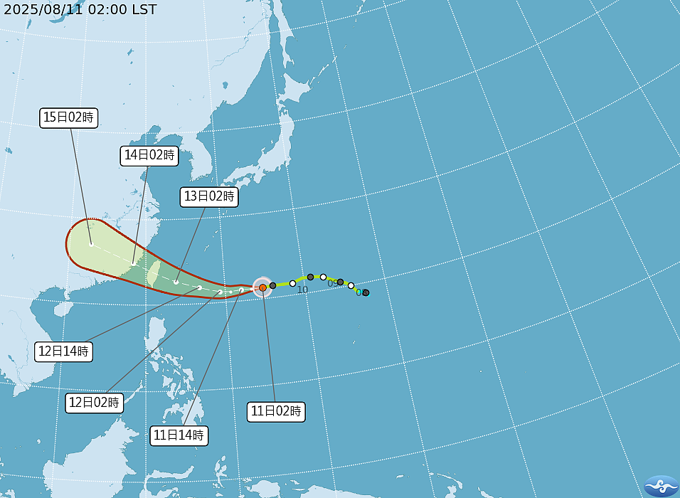 楊柳颱風路徑。圖／氣象署提供