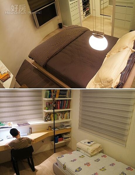 8.原本三房兩廳格局改成主臥與小孩房,因此空間相當足夠、甚至主臥房浴室內還擺了浴缸。