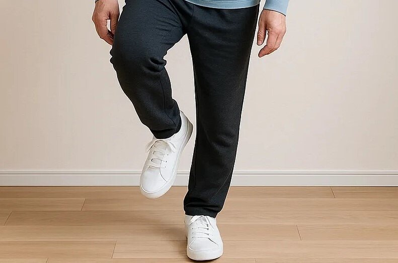 腎臟科醫師江守山指出,若能在年長時以「非慣用腳」單腳站立超過30秒,代表身體肌力與平衡能力良好,或許能比同齡人多活好幾年。圖/AI生成