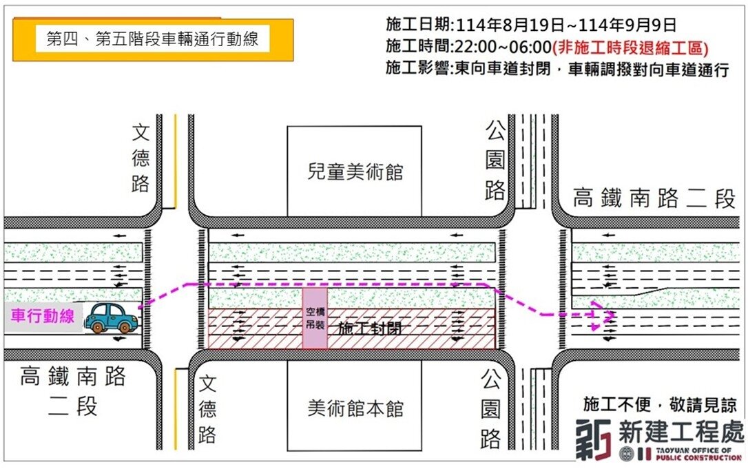 8月19日至9月9日管制時間與範圍。圖：新工處提供
