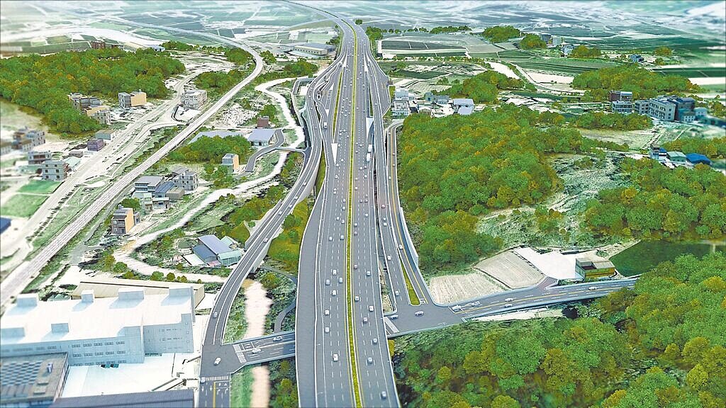 為紓解國道1號頭份、頭屋交流道及其周邊地方聯絡道路尖峰時段的交通壅塞，高速公路局規畫在國道1號增設造橋交流道，18日上午動土。（高公局提供／謝明俊苗栗傳真）