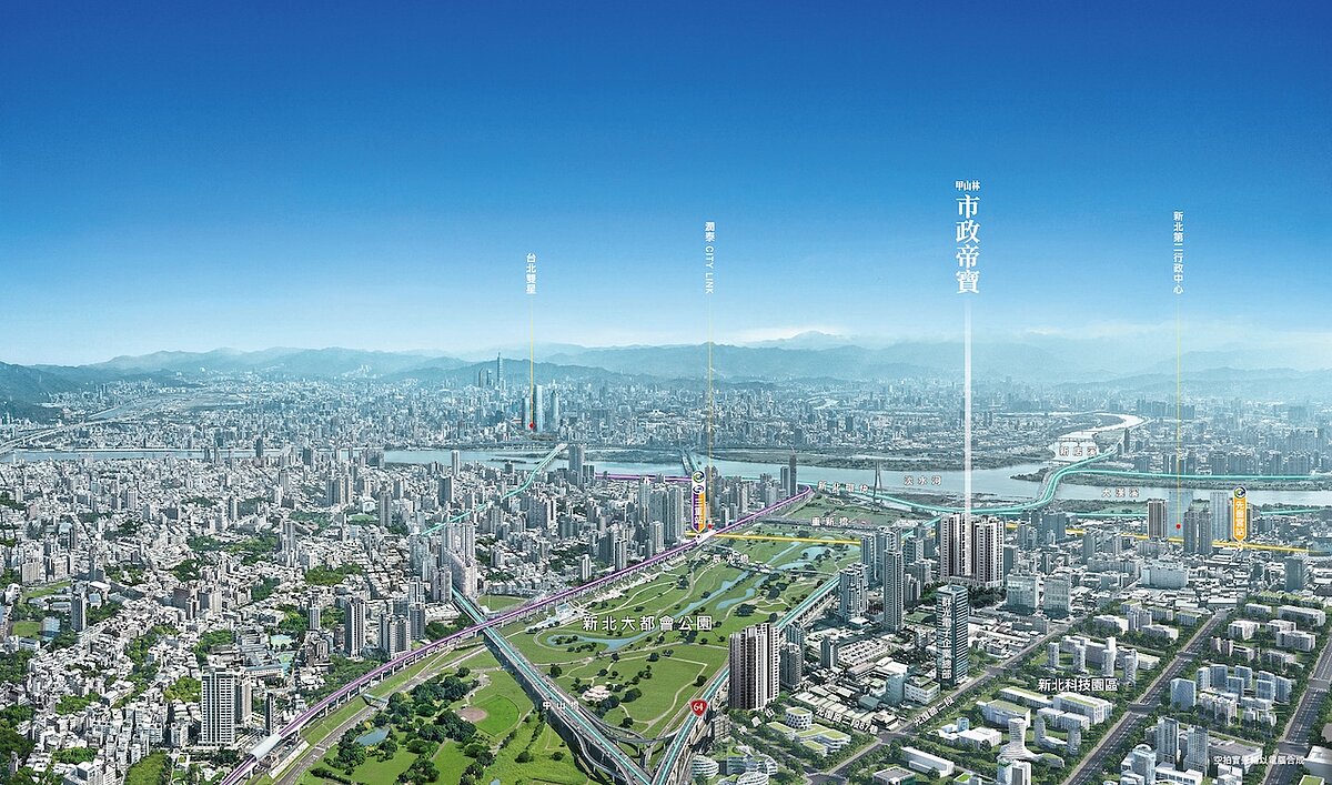 三重與台北市僅⼀橋之隔，除了本⾝有重⼤建設利多之外，也可望受惠輝達海外總部落腳北⼠科的房價外溢效應。圖／3D透視⽰意圖