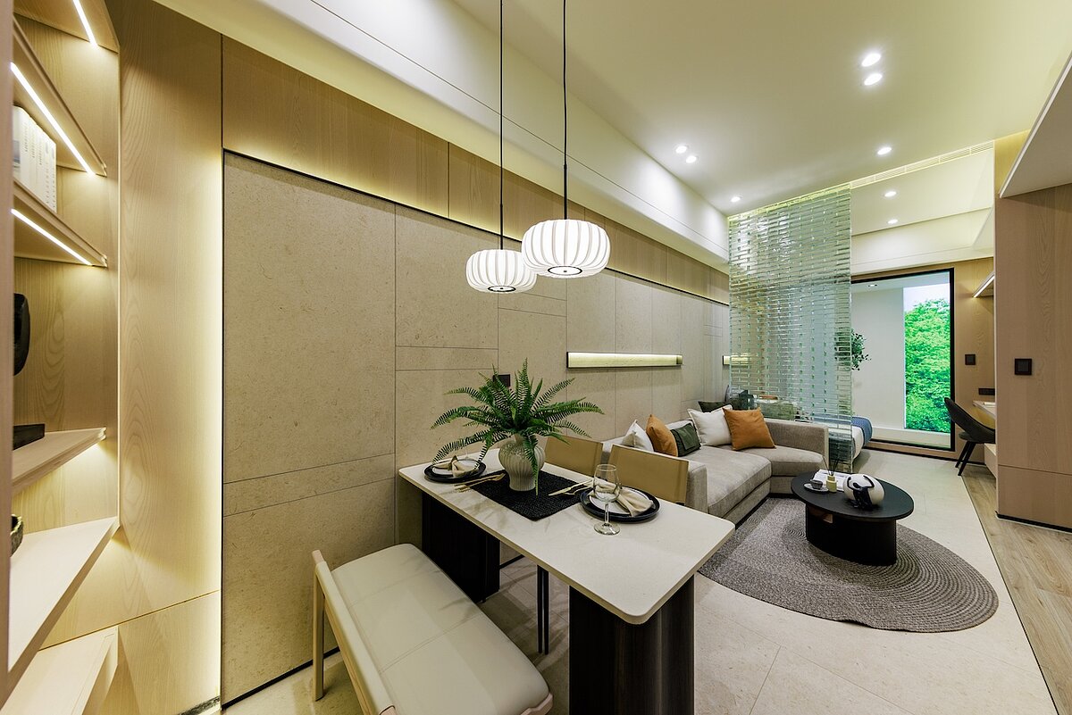 格局規劃著重採光與室內居住舒適度，20～36坪2～3房⾼坪效房型可選擇。圖／樣品屋、現場提供