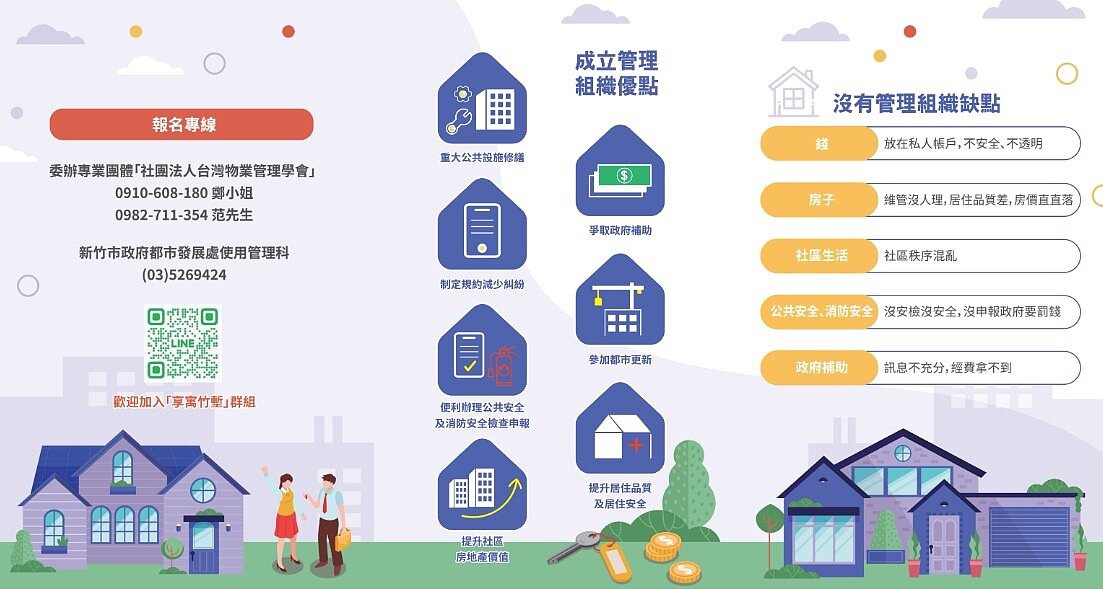 助社區升級!竹市推免費輔導公寓大廈成立管理組織 活動相關內容。圖/新竹市政府提供