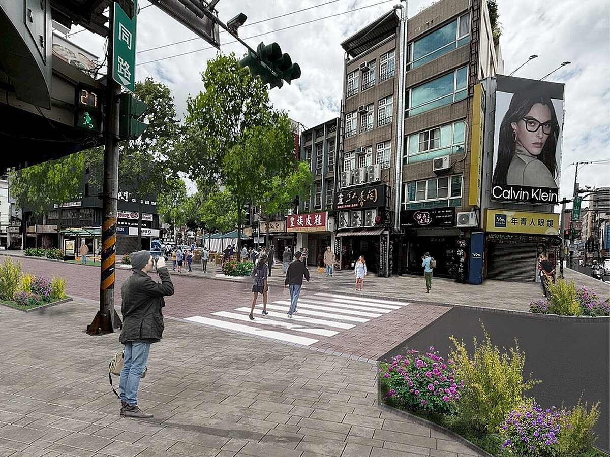 國內透過戰術都市設計手法進行街道改造的案例不多,桃市府首次在中壢市區大膽嘗試,該點也在「2026台灣設計展」規劃的參訪動線上。圖/桃園市都發局提供