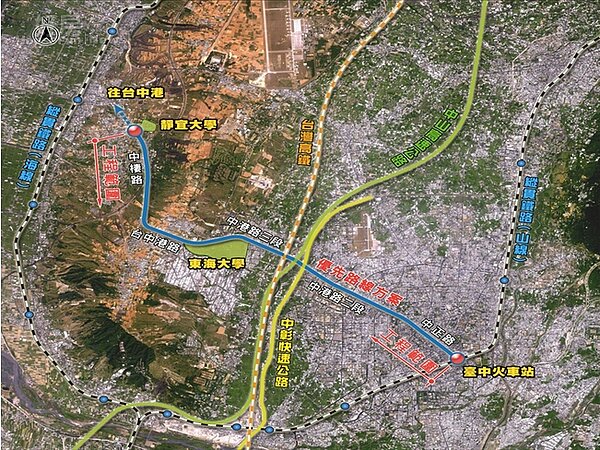 台中BRT路線圖。(擷取台中快捷巴士官網)