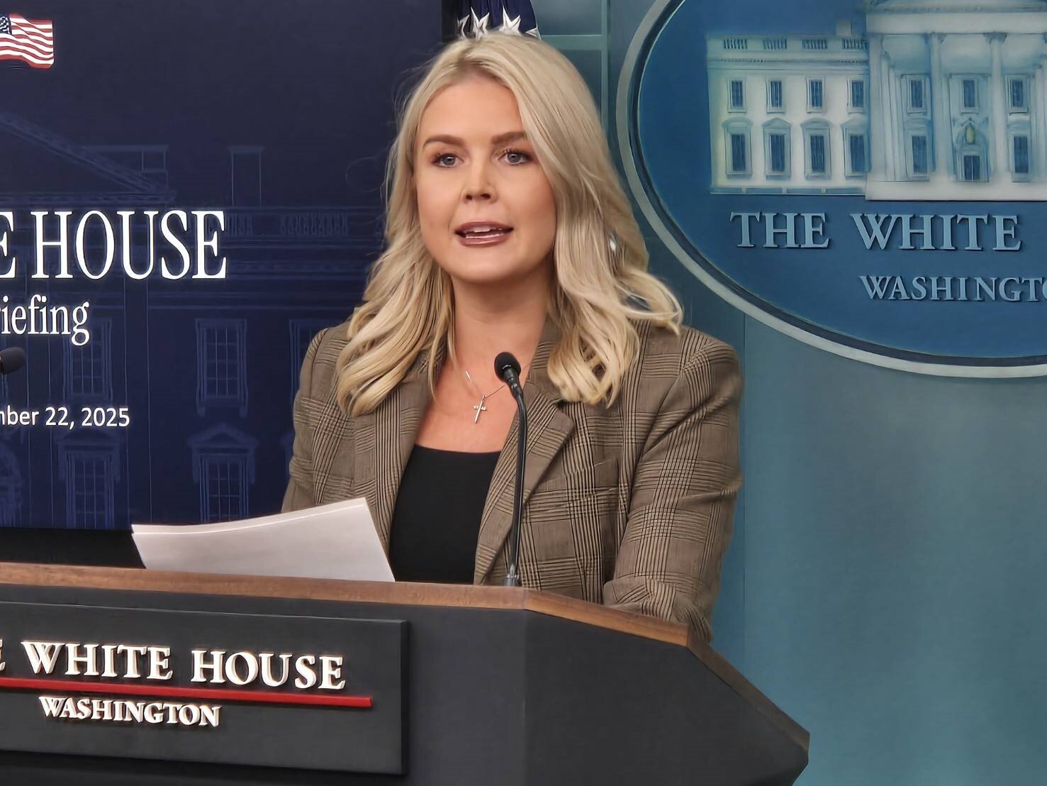 白宮新聞秘書李維特(Karoline Leavitt)。記者陳熙文/攝影