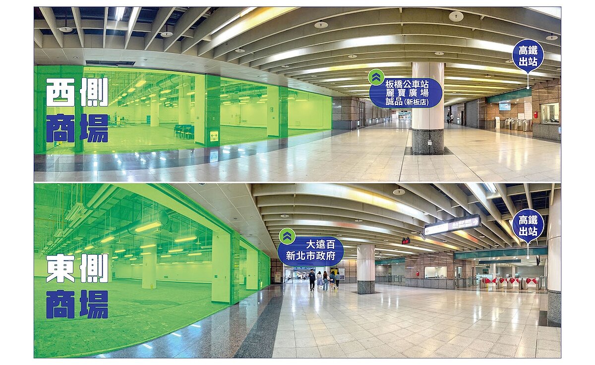 板橋高鐵站出口處的商業空間租賃案。圖／第一太平戴維斯提供