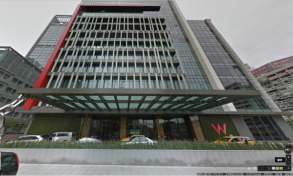 台北W飯店今年上半平均房價9,932元，較去年同期增445元，蟬聯平均房價排行榜冠軍。（截取自Google Map）