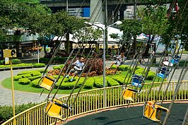 繞圈圈的輻射飛椅，是許多人首度體驗離心力的地方。