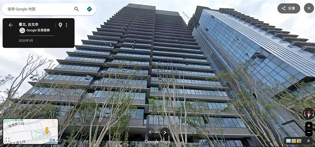 輝達要換房東了!潤泰新將以不超過27.264億元接手日商三菱地所「潤泰南港玉成廣場」30%的股權。圖/擷取自google map