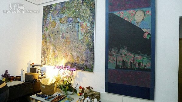 
3.用七彩的顏料和自己的作品，讓小小的畫室也有屬於她的風格。