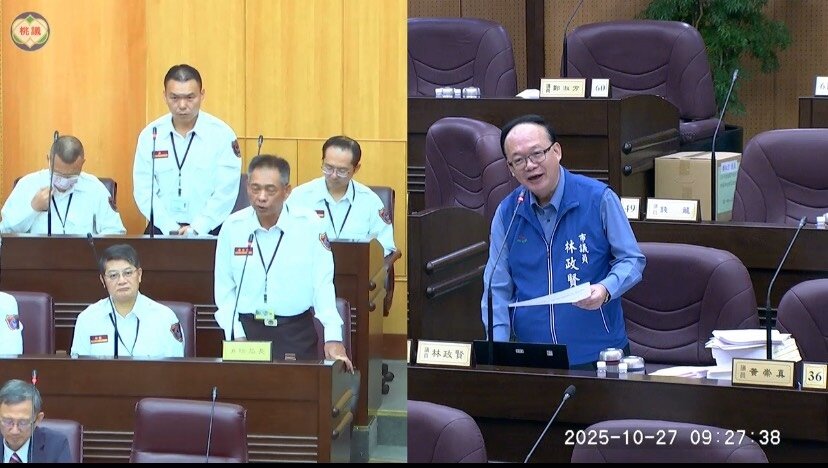 林政賢針對消防列管工廠與倉儲、寺廟、補足消防缺額等議題提出質詢。圖：林政賢提供