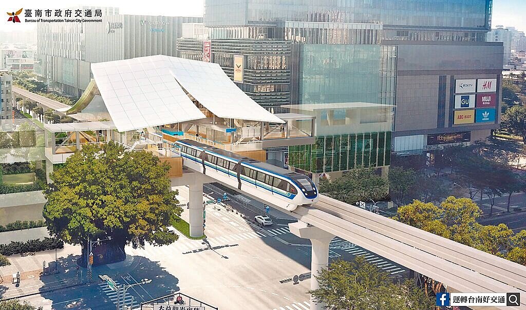 台南捷運「藍線」綜合規畫報告21日獲行政院核定，將採用國內首見的「高架跨座式單軌系統」。（交通局提供／洪榮志台南傳真）